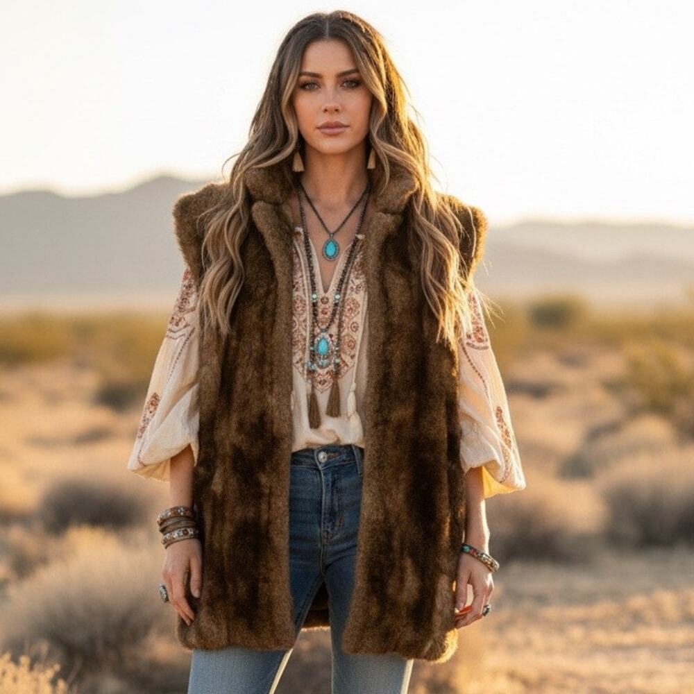 70s Vintage Komitor Faux Fur Vest Made in USA